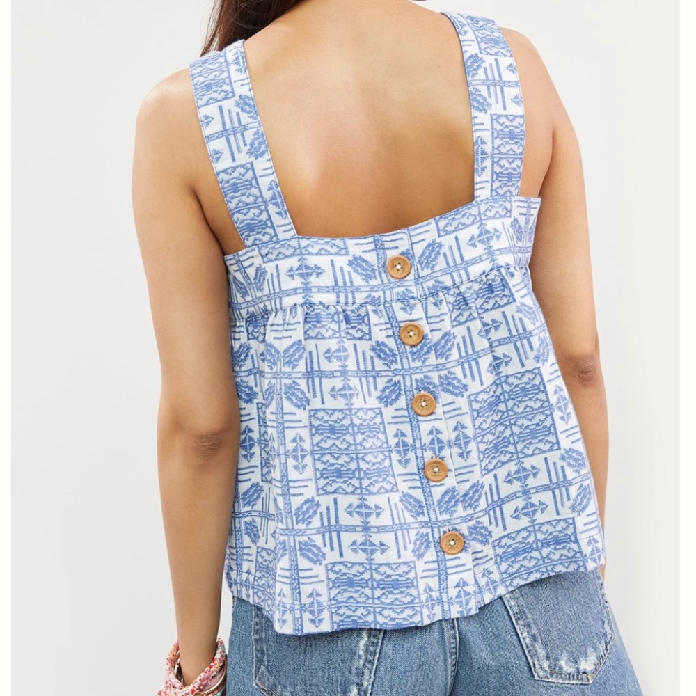 Anthologie Embroidered Button-Back Tank Sz XS - Picture 3 of 9